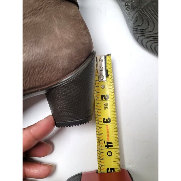 Ecco Brown Leather Ankle Heel Boots Strap & Side Zipper Closure Size 39 - Picture 11 of 13